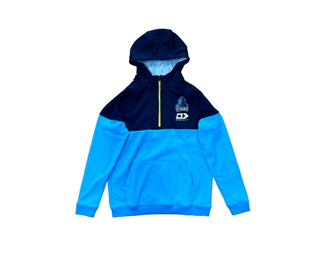 NRL 2024 1/4 Zip Hoodie - Gold Coast Titans - Blue - Jumper - Adult - Mens