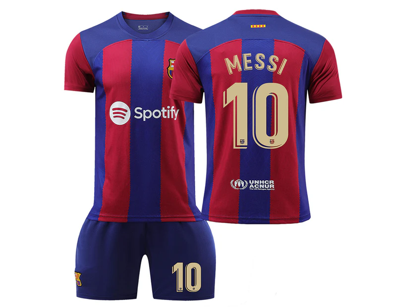 2324 New Barcelona Football Jersey Kit Boys Men's Football Shirt Soccer Jersey Training Set Messi 10