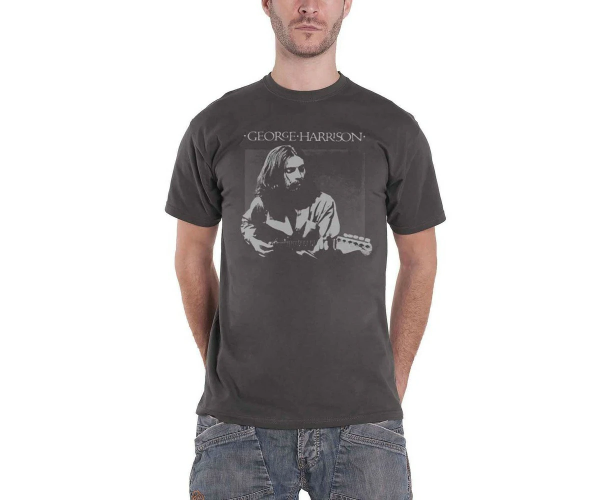 George Harrison Unisex Adult Portrait Cotton T-Shirt (Charcoal Grey) - RO5244