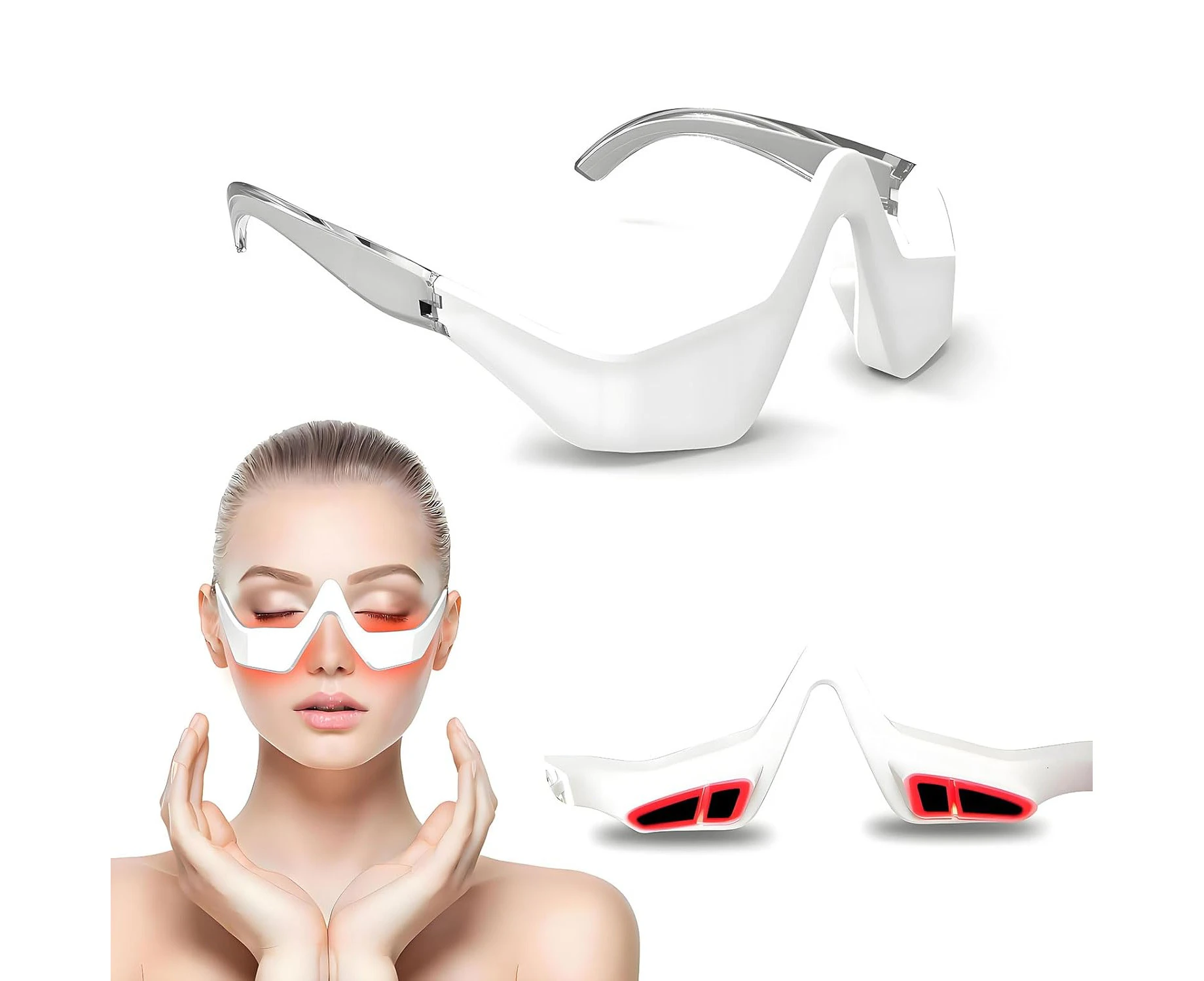 Red Light Therapy Glasses,Microcurrent Eye Beauty Device  under Eye Device  Eyes Bag Remover for Reduce Dark Circles Puffiness Wrinkles Relax Eye