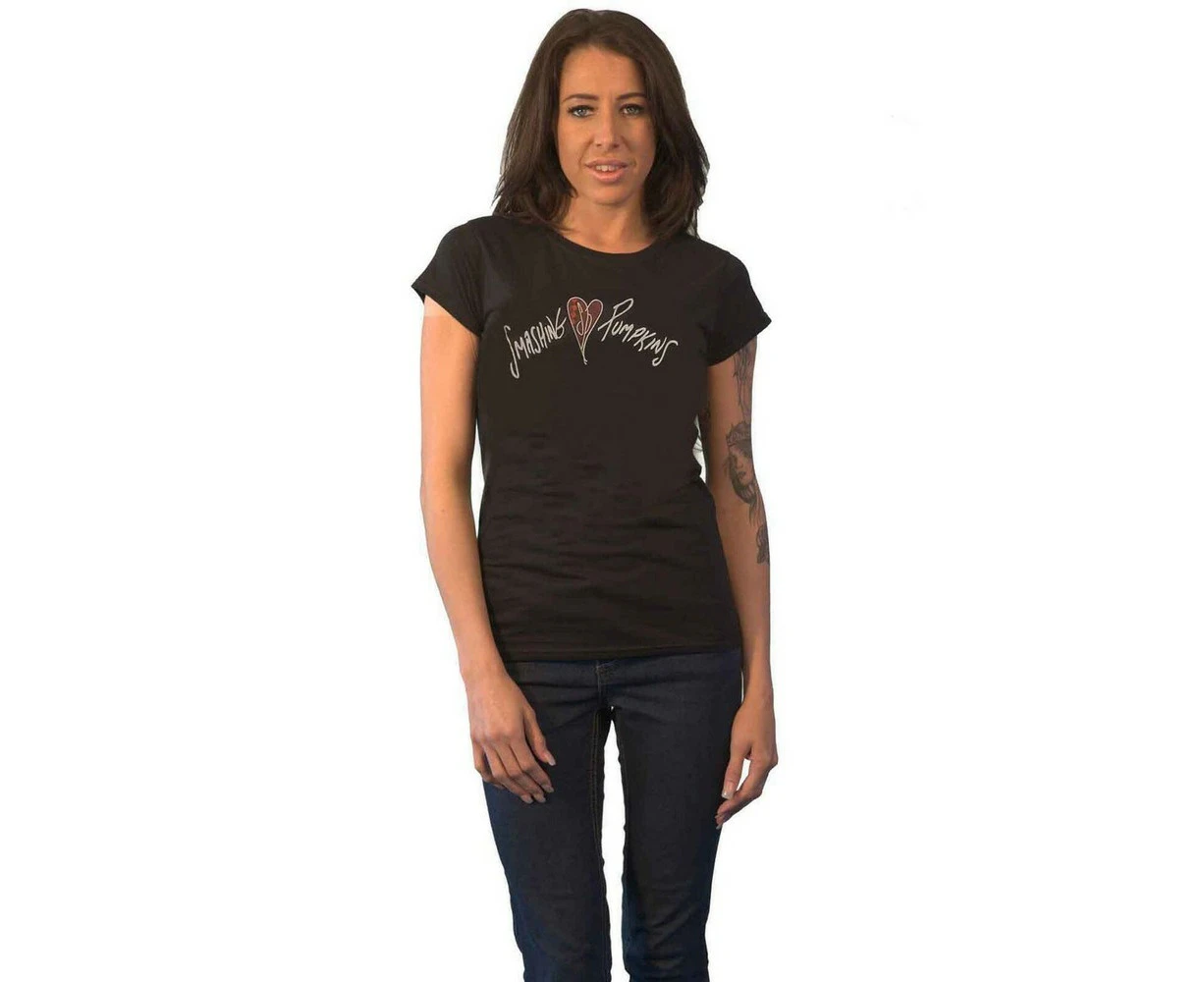 The Smashing Pumpkins Womens Gish Heart Cotton T-Shirt (Black) - RO3061