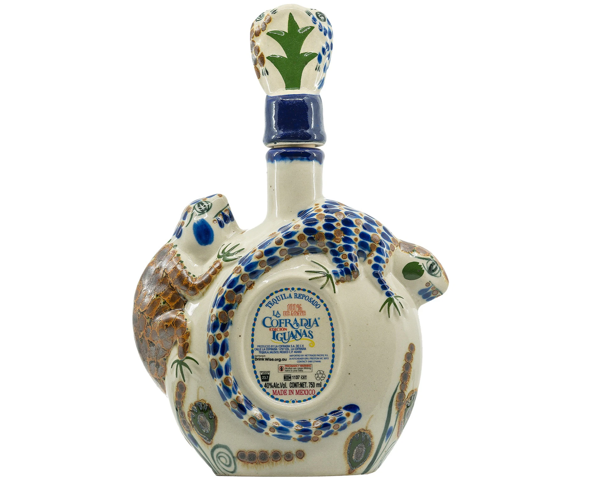 La Cofradia Iguanas Reposado Tequila Ceramic 750ml