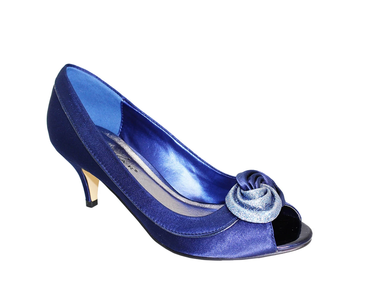 Lunar Womens Ripley Satin Court Shoes (Navy) - GS272