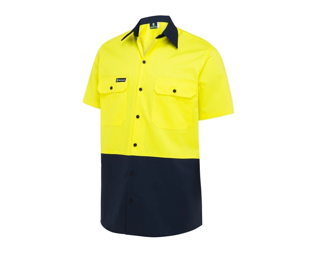 WS WORKWEAR Men's Koolflow Mens Button-Up Shirt | Yellow | Navy