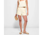 Linen Blend Scallop Hem Shorts - Lily Loves