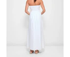 Linen Blend Scallop Hem Midi Dress - Lily Loves