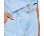 Target Denim D-Ring Belted Shorts