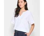 Target Linen Blend Raglan Top