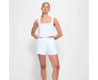 Linen Blend Scallop Hem Shorts - Lily Loves