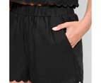 Linen Blend Scallop Hem Shorts - Lily Loves