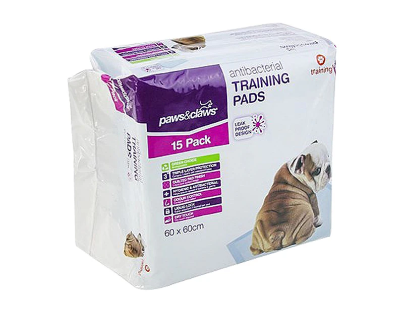 Paws & Claws Antibacterial Training Pads 15pk