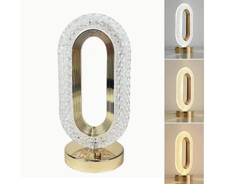 3-color LED crystal table lamp, dimmable bedside night lamp, wireless decorative lamp