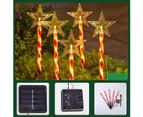 Solar Christmas Light Pile, 5-Pack Waterproof Landscape Christmas Lights - Stars - Warm Light