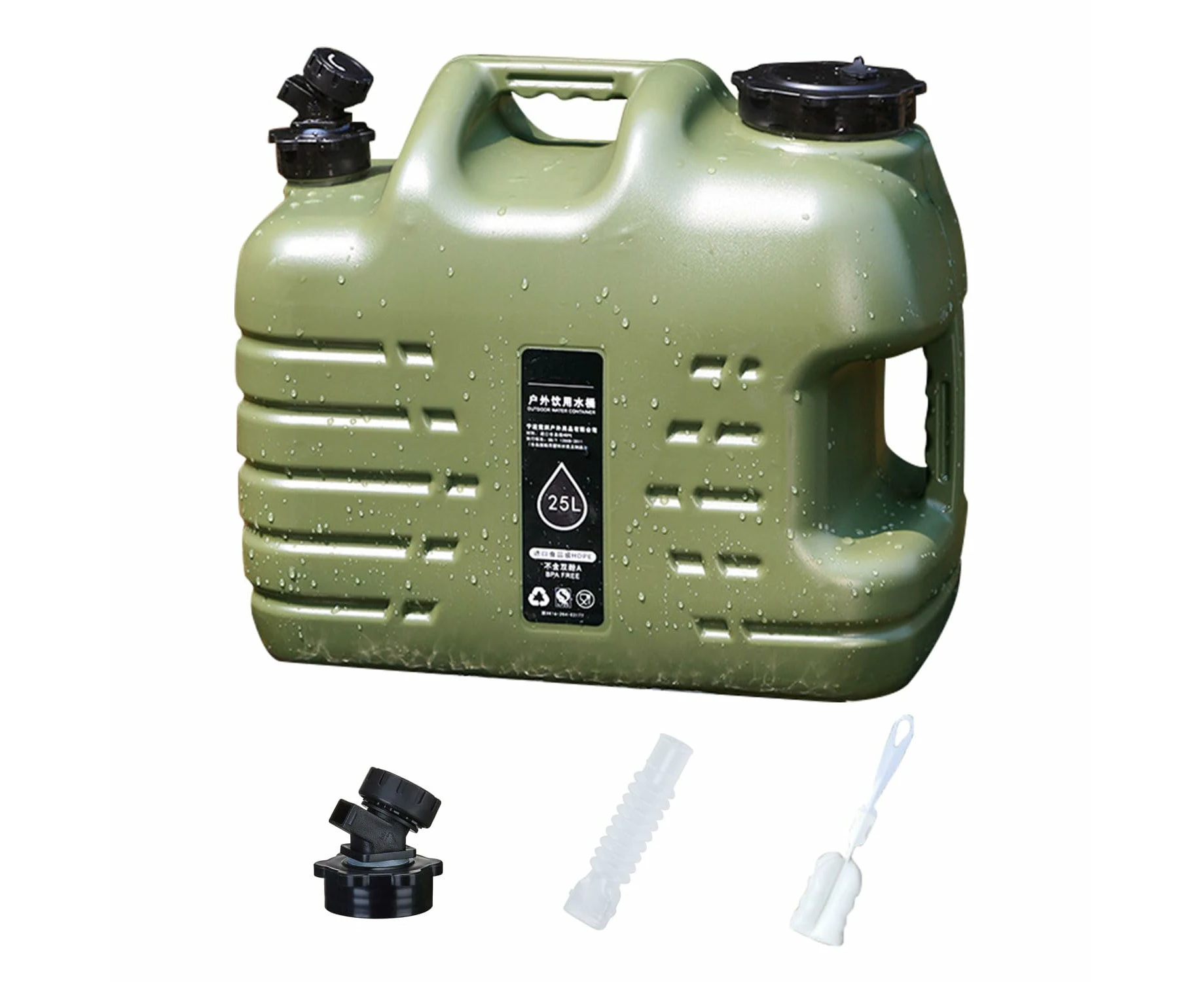 Jicoo 18.5L/4.9 Gal Camping Water Container with Spigot, BPA Free, No-Leak, Portable Water Jug for Camping, Hiking, Emergency Preparedness, Military Green