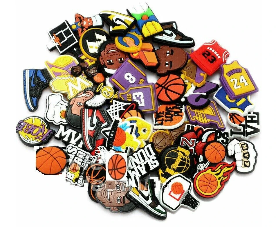 Mix 50Pcs Fashion Basketball Styles Cute Shoe Charms Decor For Croc And Jibbitz