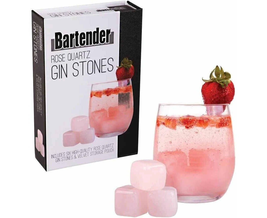 Rose Quartz Gin Stones Set 6 Bartender Scotch Rock Drink Chill Bar Shot Ice