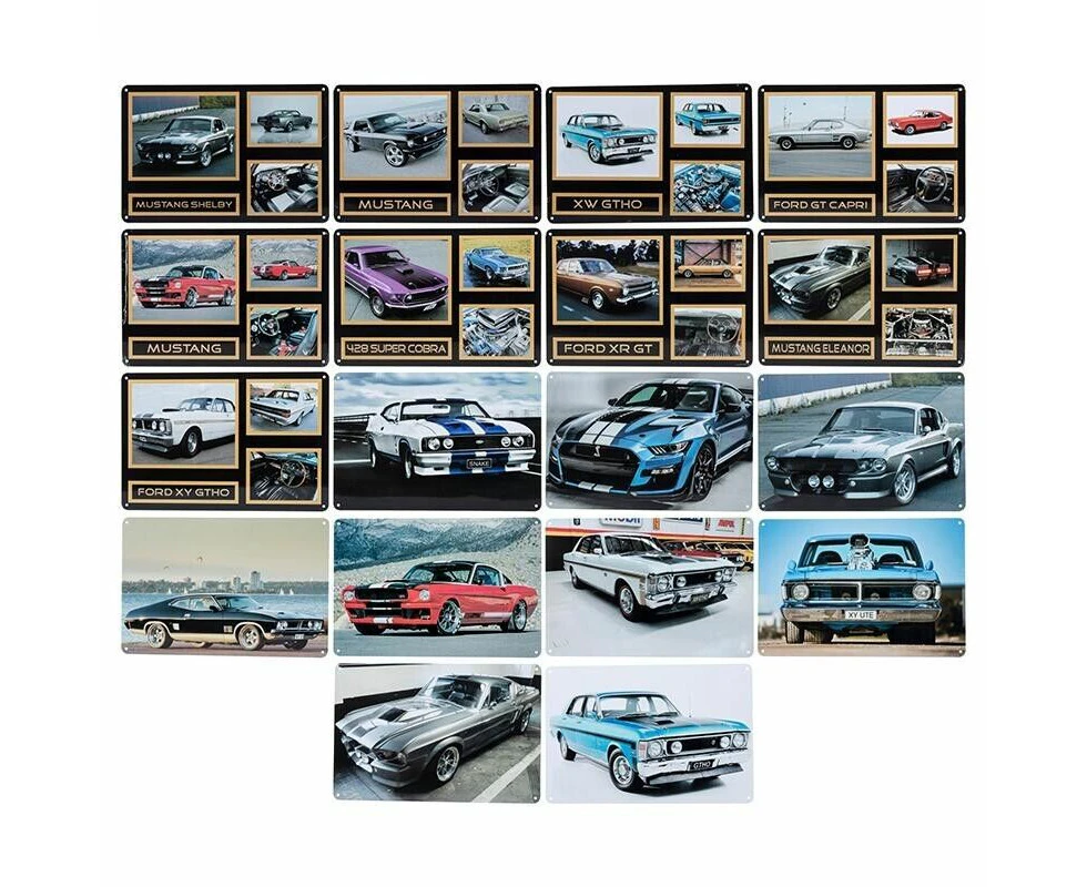 4x Brands and Cars Mancave Plate Sign 20cmx30cm Car Brand Decor Design Assorted