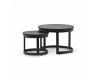 Santorini Round Outdoor Aluminium Side Table Set - Outdoor Furniture Accessories - White