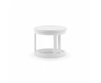 Santorini Round Outdoor Aluminium Side Table Set - Outdoor Furniture Accessories - White