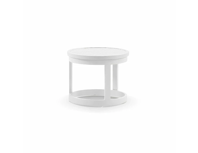 Santorini Round Outdoor Aluminium Side Table Set - Outdoor Furniture Accessories - White