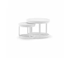 Santorini Round Outdoor Aluminium Side Table Set - Outdoor Furniture Accessories - White