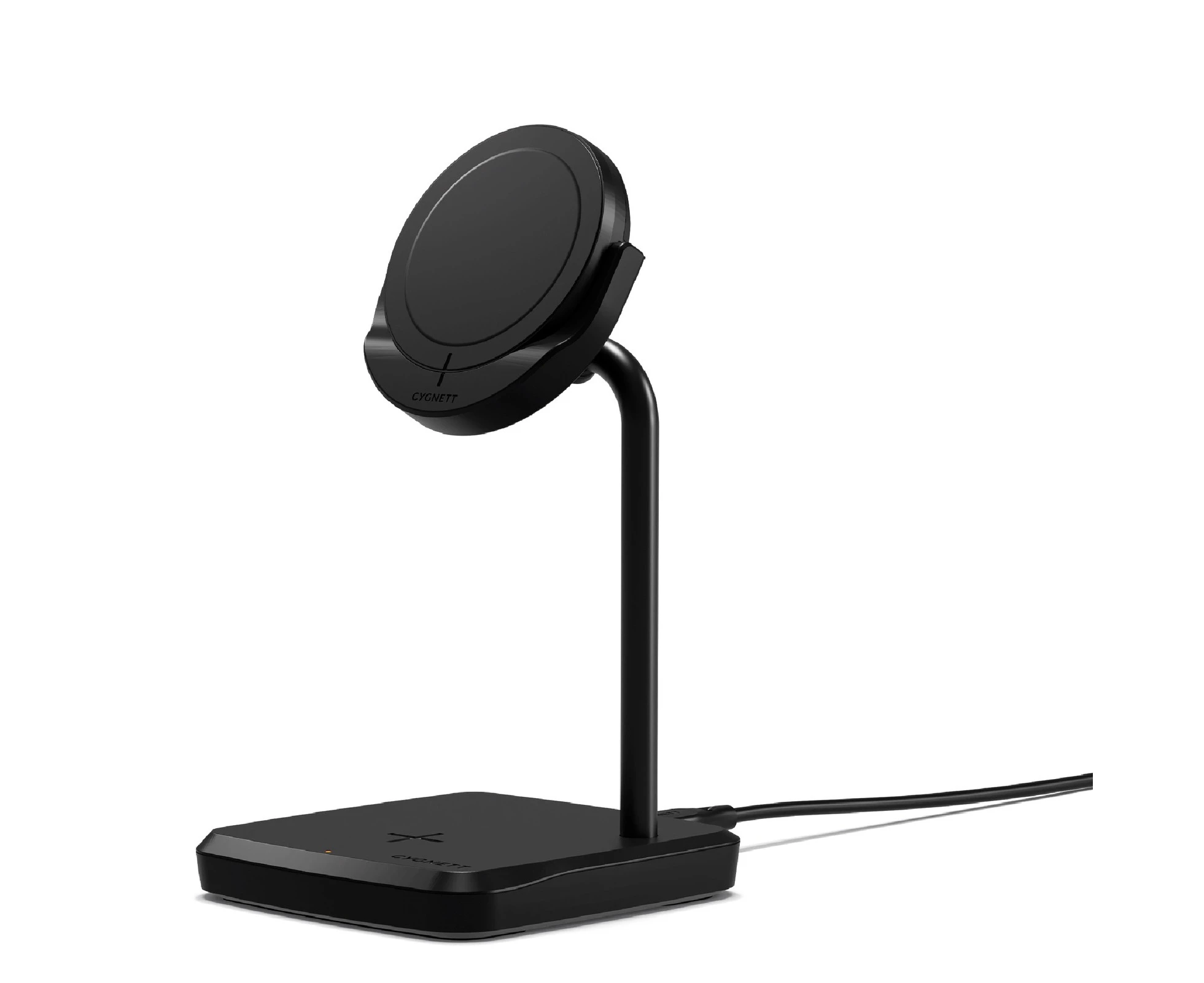 Cygnett ChargeBase Qi2 2-in-1 Magnetic 15W Wireless Charger - Black (CY5067BUNCP), 1.2M USB-C Cable, 5W Earbuds Charger, 800 Swivel Head