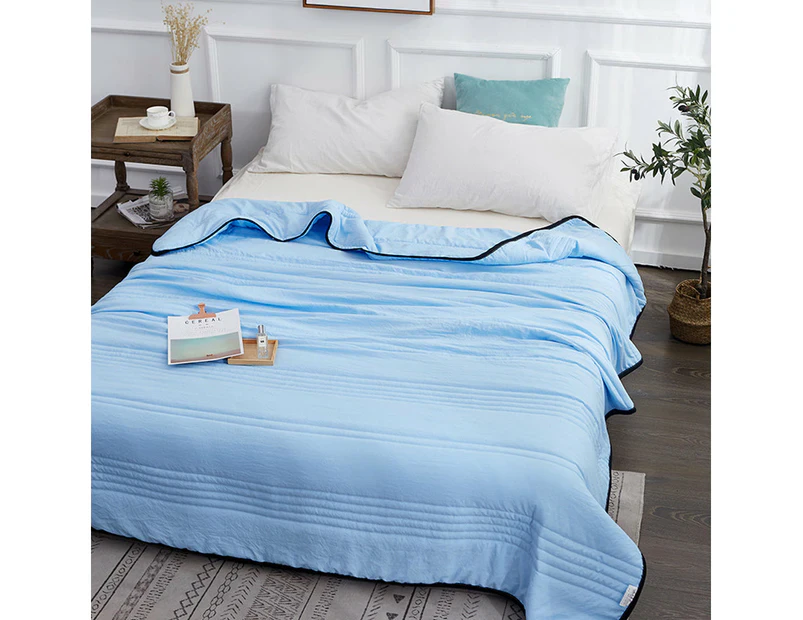 Summer Cooling Blankets Air Condition Comfort Lightweight Thin Quilt Blue 100*150cm