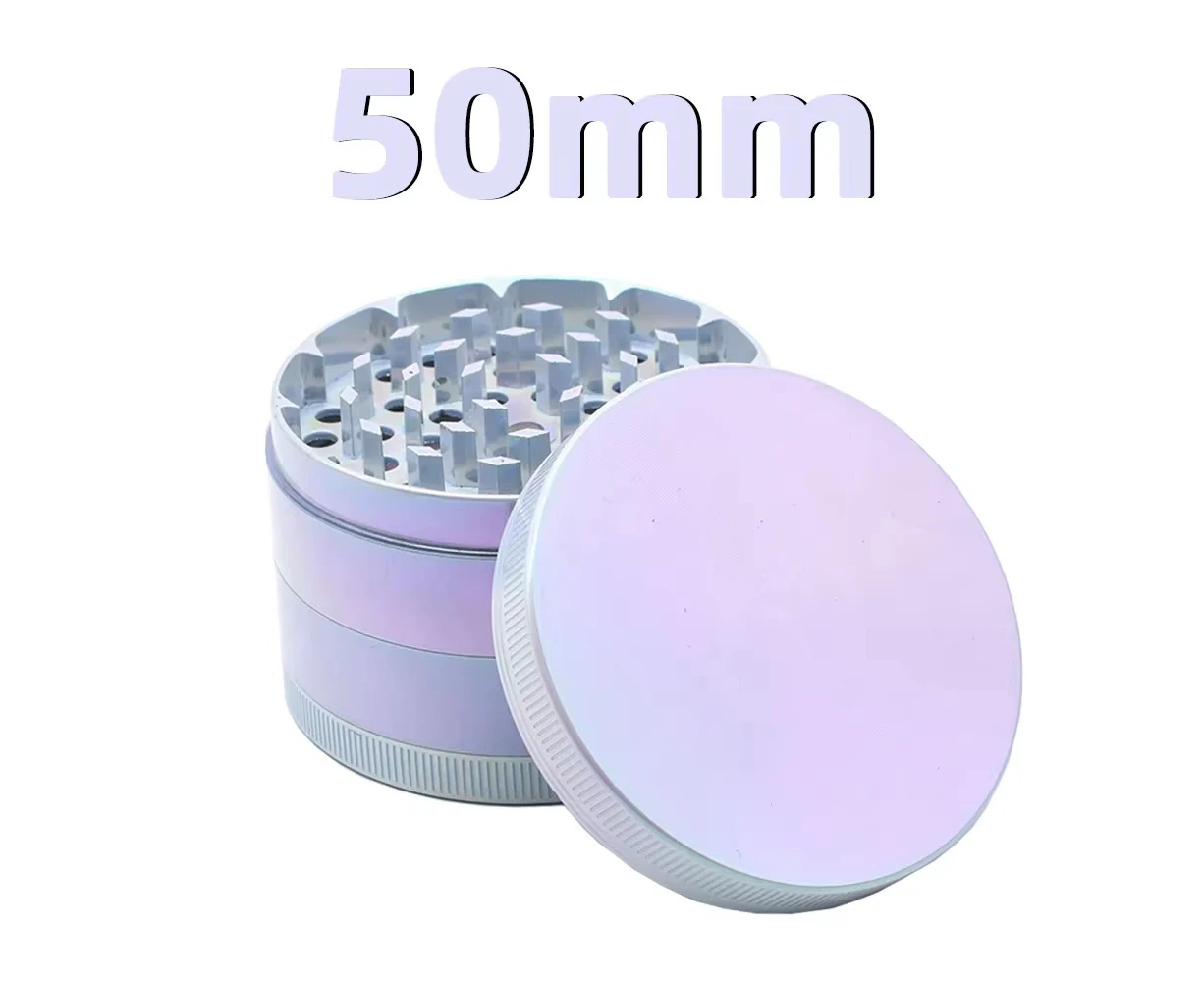 Herb Grinder 4-layer Iridescent Tobacco Grinder Spice Miller Crusher Zinc Alloy Smoke Accessories Nano Paint Surface 50mm