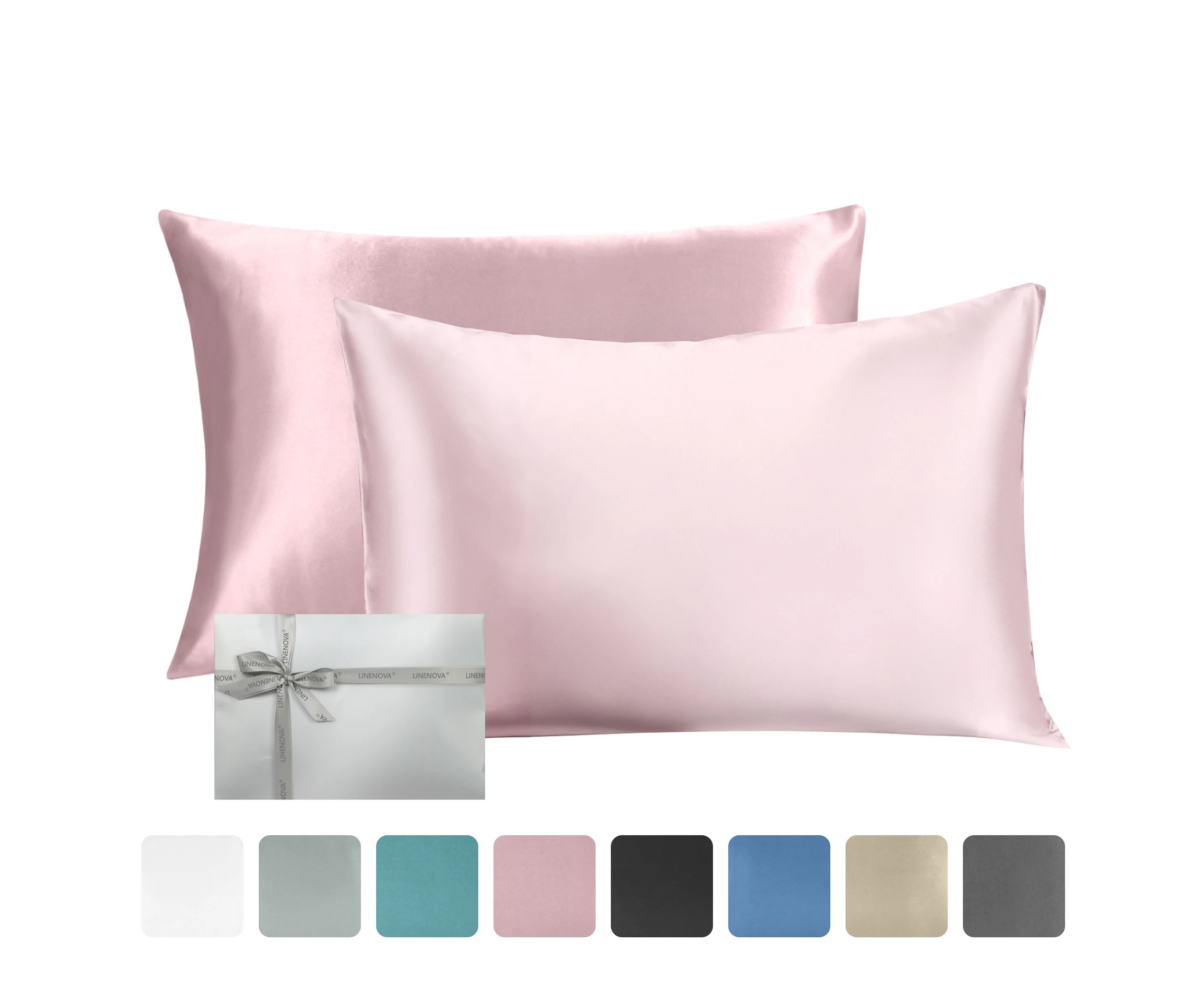 Linenova 22 Momme 100% Mulberry Silk Pillowcases Double-sided Silk Pillow Cases - Blush