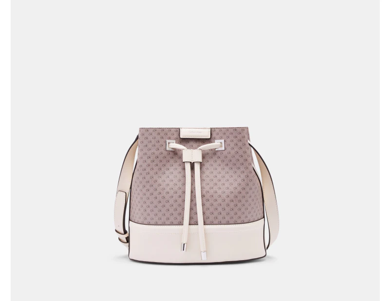 Calvin Klein Ash Bucket Bag - Taupe/White