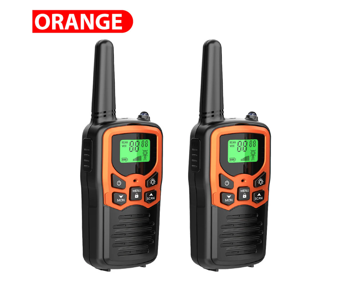 2x LCD Handheld Walkie Talkie Two-way Radio Set UHF 400-470MHz 10KM Long Range-Orange