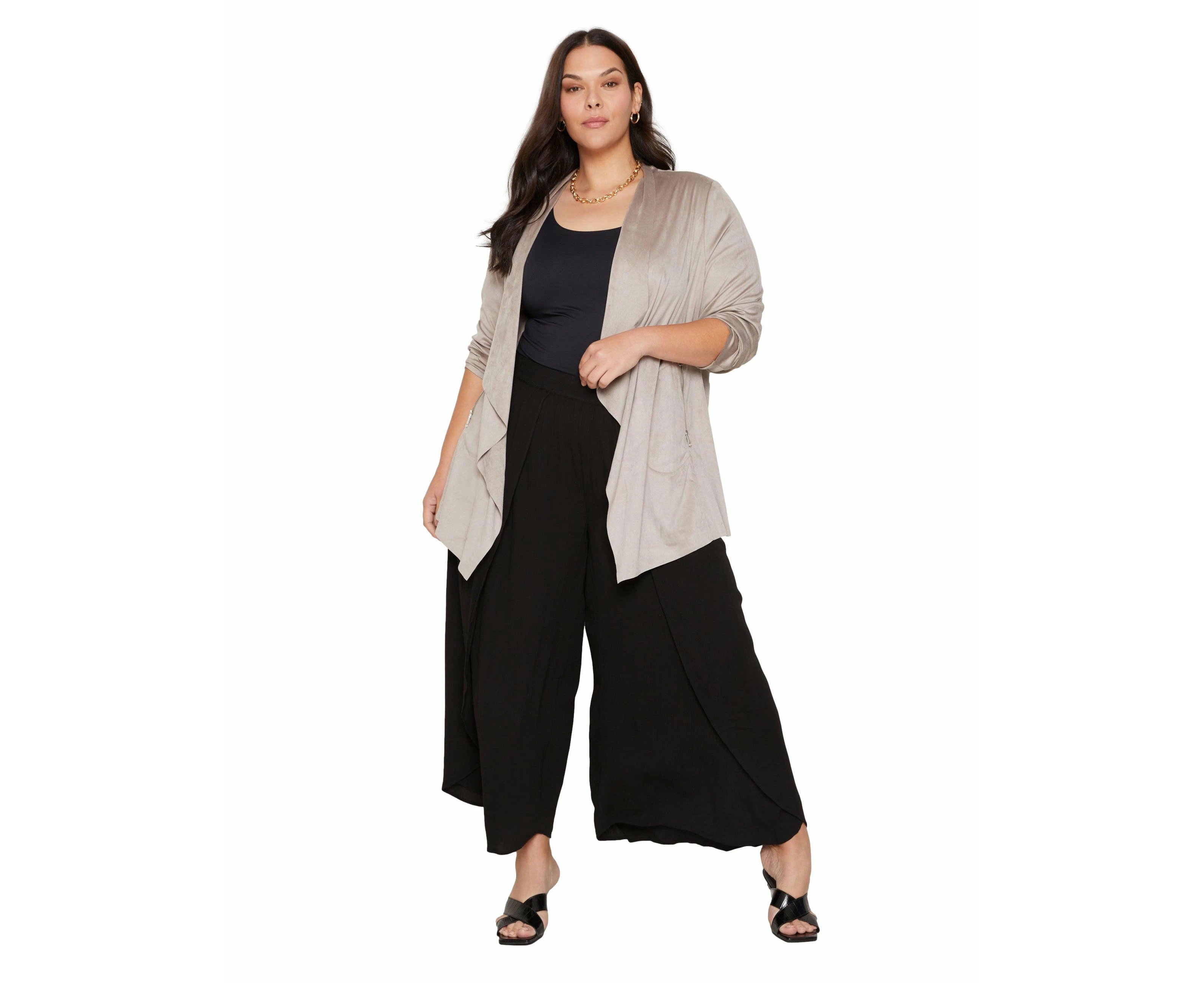 Autograph Womens Pants - Trousers - Plus Size Black Ankle Length - Summer - Solid