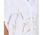 Target Linen Blend Palm Tree Shirt