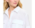 Target European Linen Utility Cropped Shirt