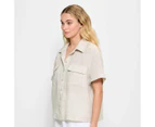 Target European Linen Utility Cropped Shirt