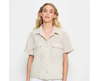 Target European Linen Utility Cropped Shirt