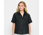 Target European Linen Utility Cropped Shirt