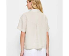 Target European Linen Utility Cropped Shirt