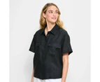 Target European Linen Utility Cropped Shirt