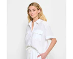 Target European Linen Utility Cropped Shirt