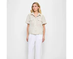 Target European Linen Utility Cropped Shirt