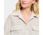 Target European Linen Utility Cropped Shirt