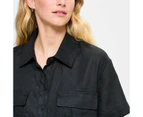 Target European Linen Utility Cropped Shirt