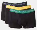 Calvin Klein Men's Cotton Stretch Low Rise Trunks 3-Pack - Charcoal Heather/Yellow/Green