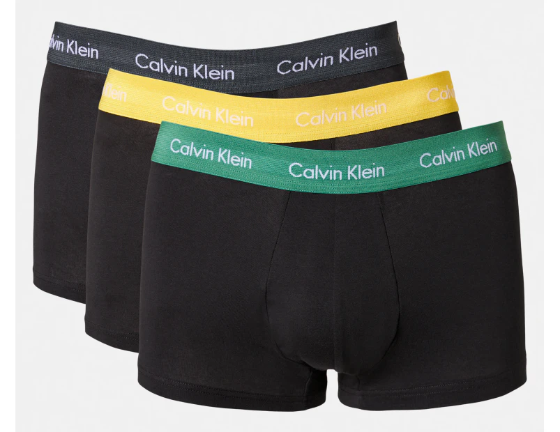 Calvin Klein Men's Cotton Stretch Low Rise Trunks 3-Pack - Charcoal Heather/Yellow/Green