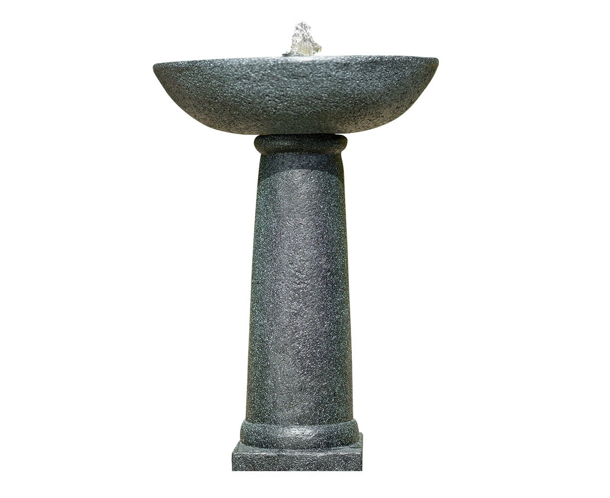 Protege Bird Bath Solar Water Feature Fountain, Contemporary Birdbath Design, with Panel Kit, LED Lights, Dark Grey