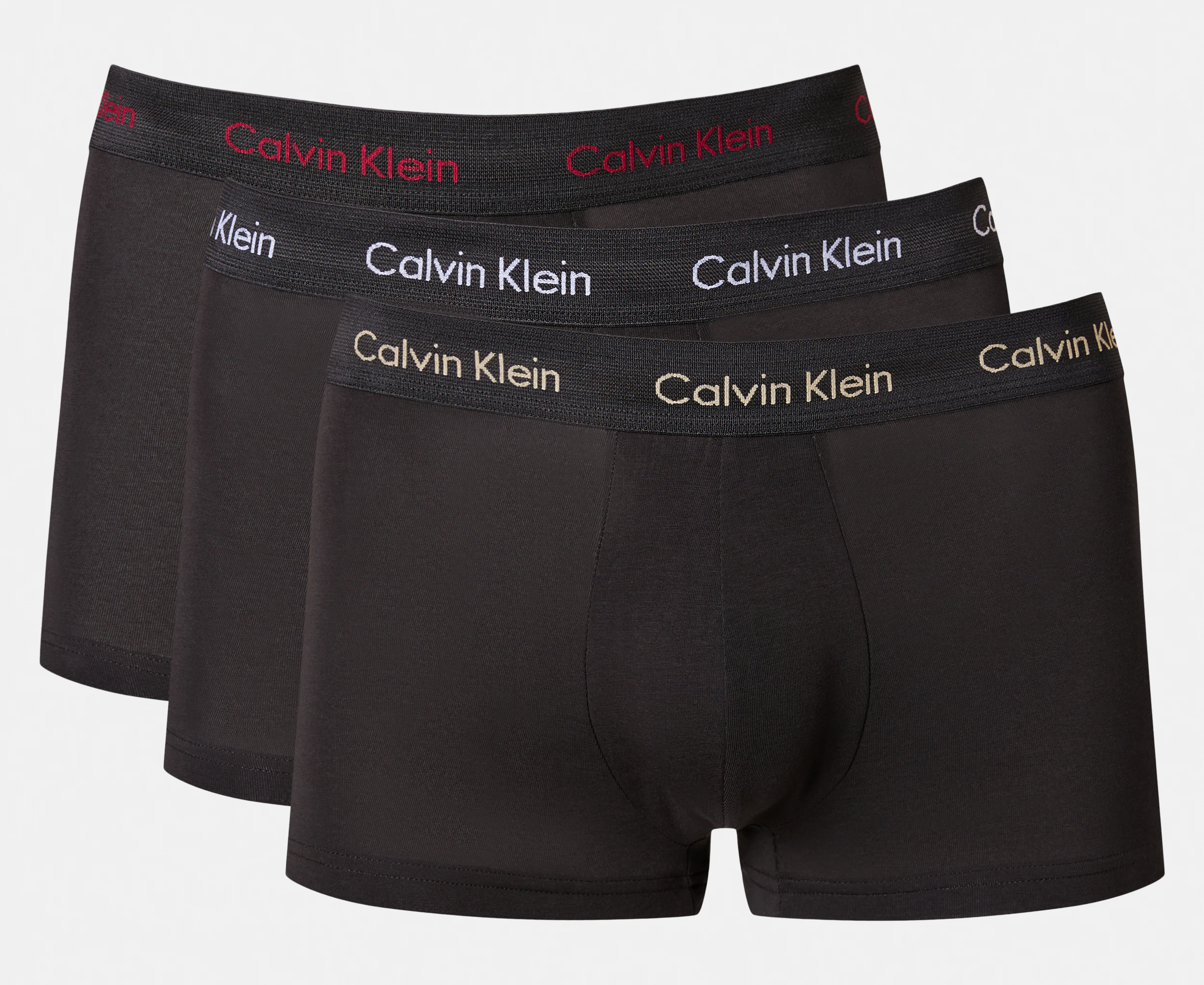 Calvin Klein Men's Cotton Stretch Low Rise Trunks 3-Pack - Rumba/White/Safari