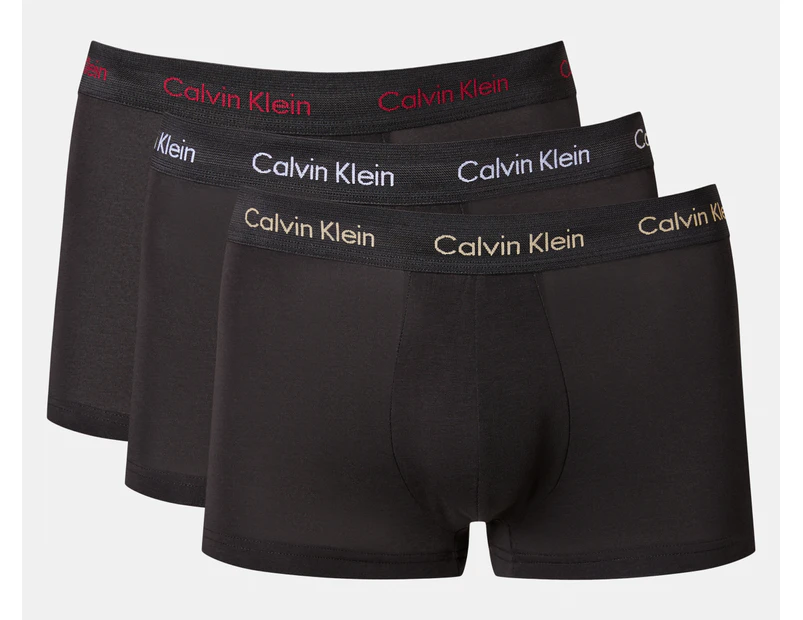 Calvin Klein Men's Cotton Stretch Low Rise Trunks 3-Pack - Rumba/White/Safari