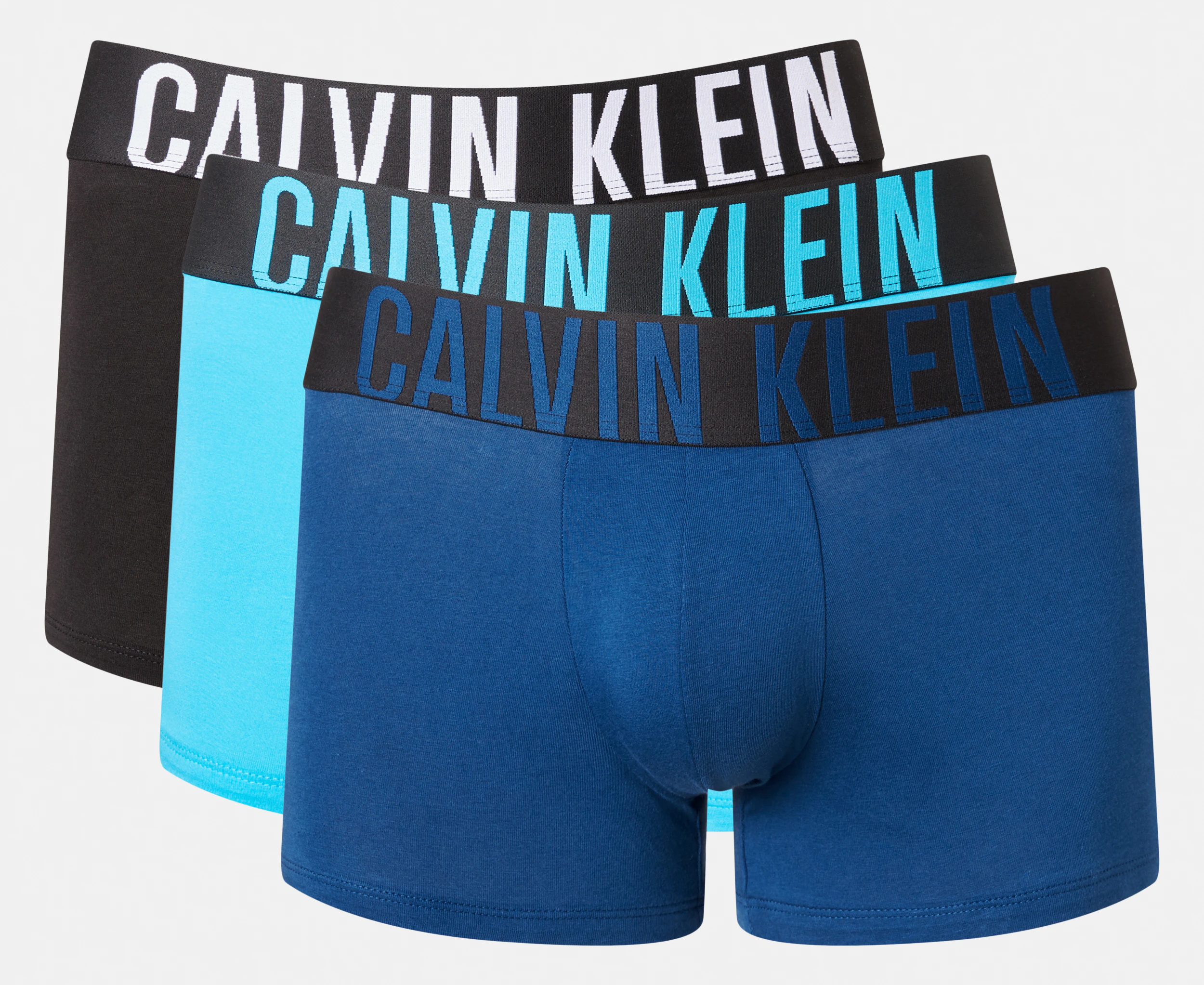 Calvin Klein Men's Intense Power Cotton Stretch Trunks 3-Pack - Peony/Black/Blue Atoll