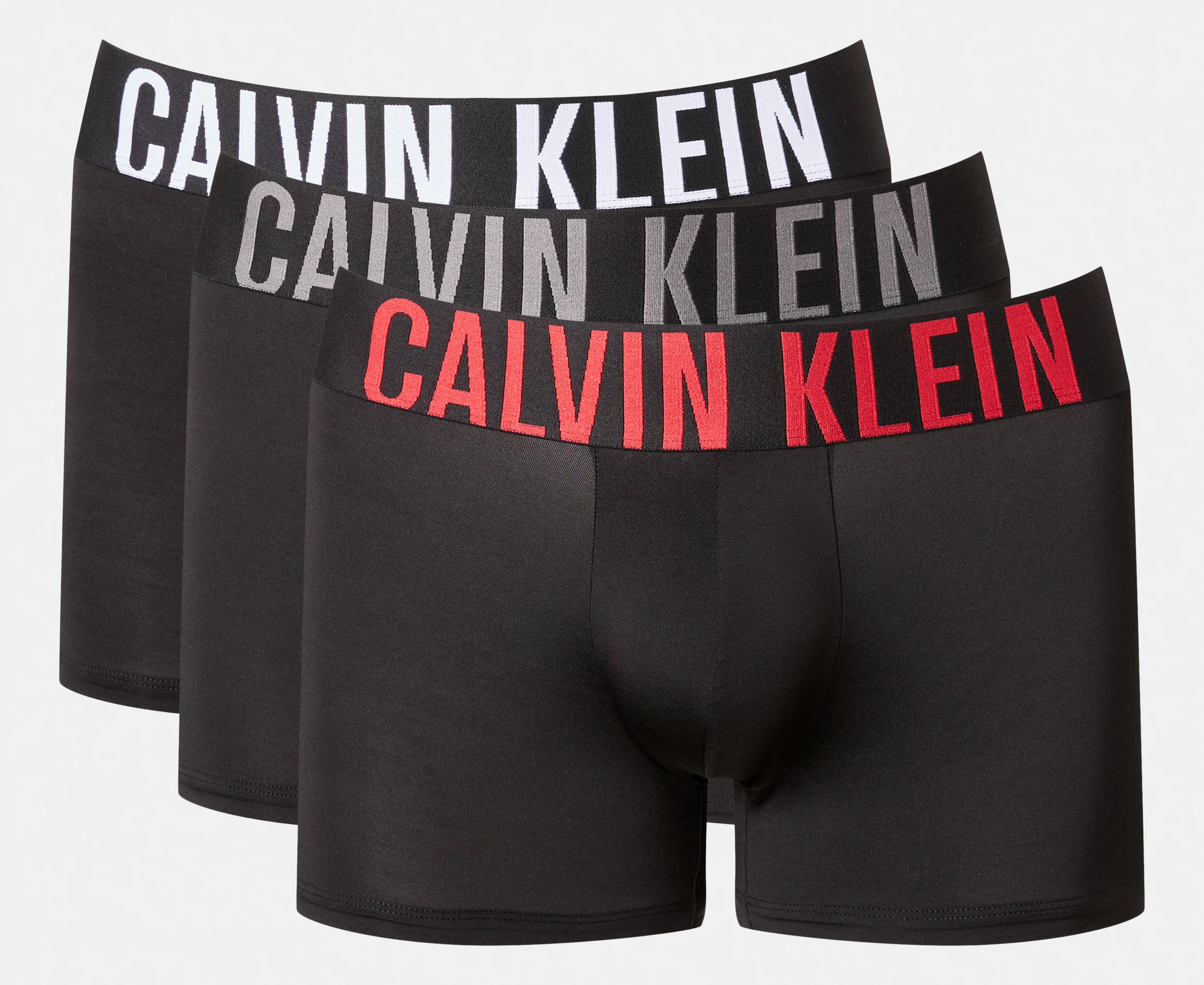 Calvin Klein Men's Intense Power Microfibre Trunks 3-Pack - Black/Grey Sky/Pompeian Red